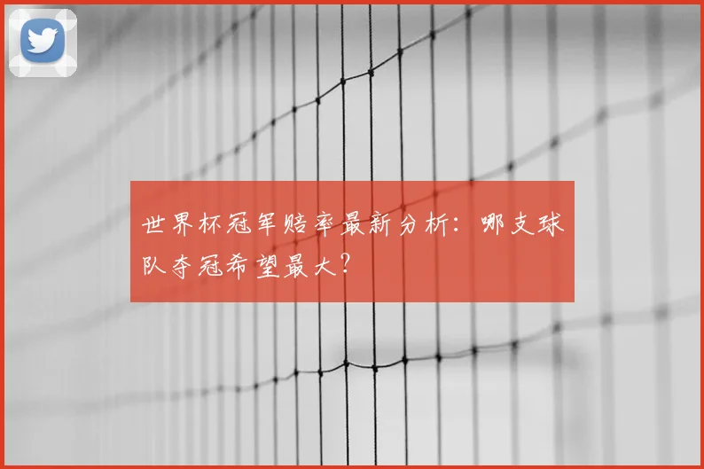 世界杯冠军赔率最新分析:哪支球队夺冠希望最大?